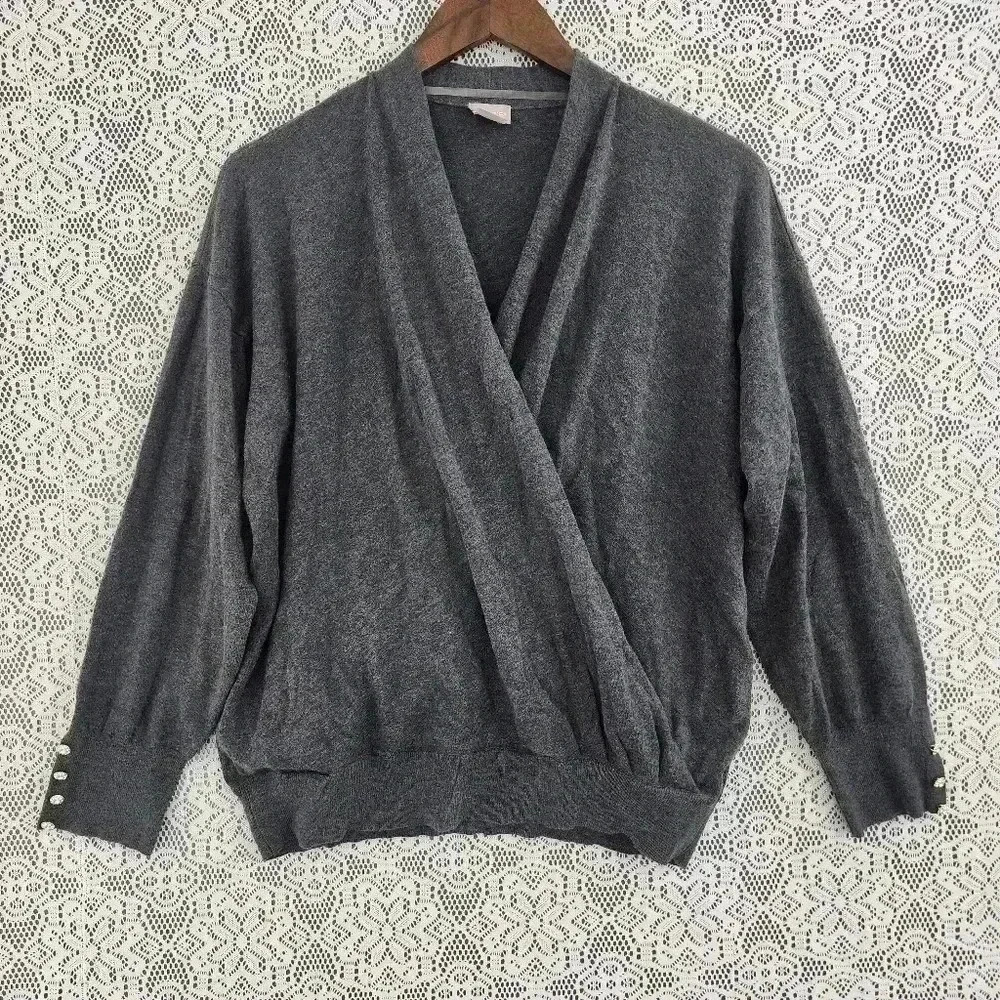 Chico's Wrap Sweater Women's 2/ L Gray